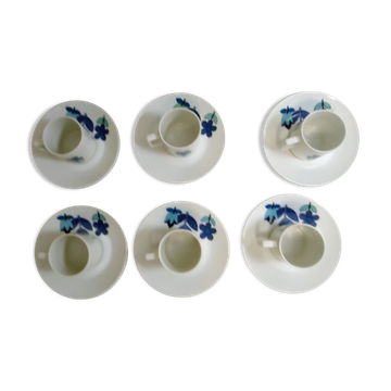 Set of 6 cups and 6 saucers vintage Louis lourioux