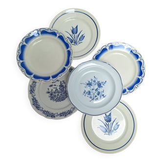 Assiettes plates bleu vintage
