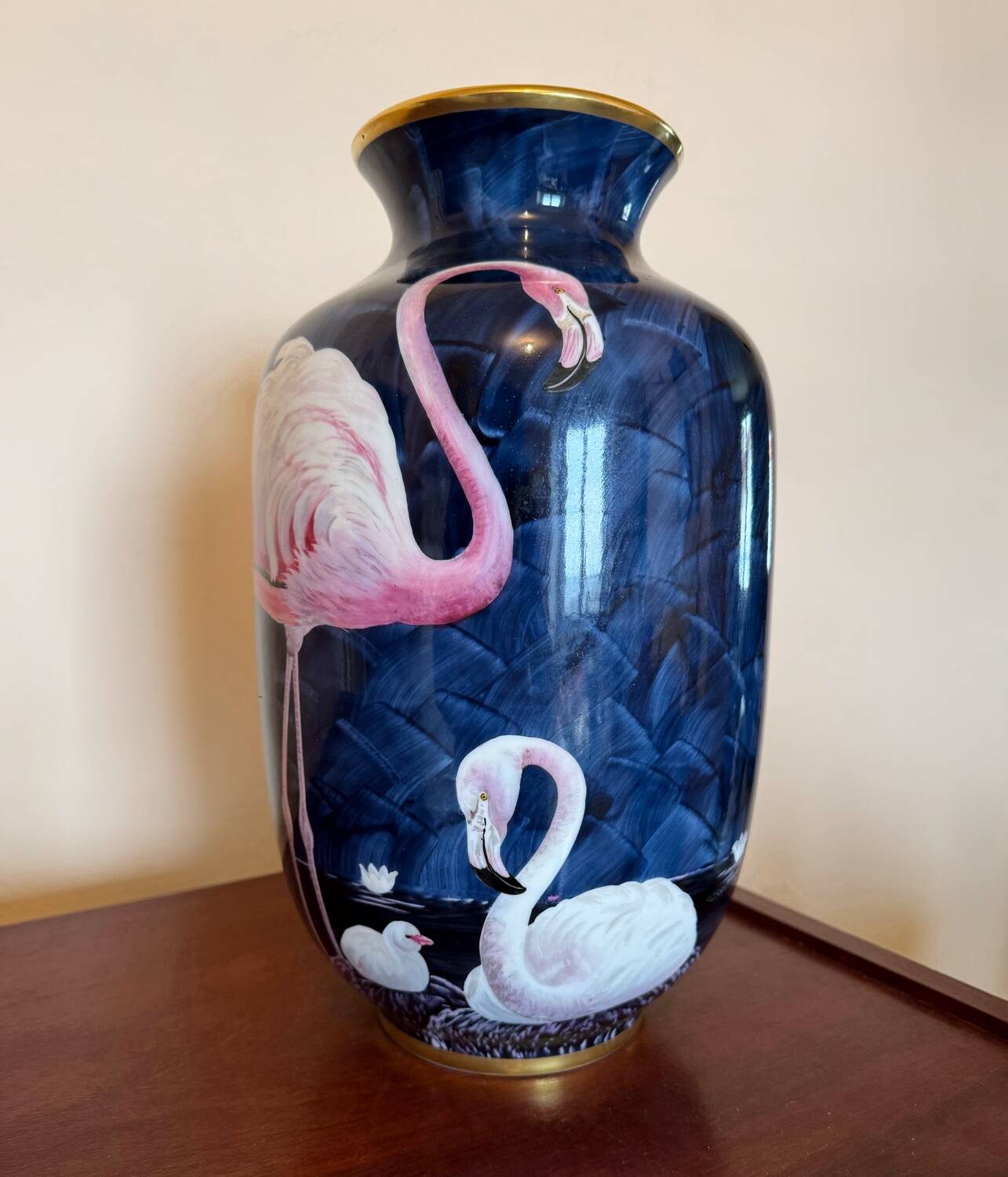 Limoges porcelain flamingo vase