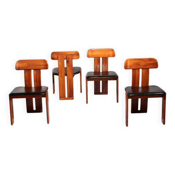 Chaises de salle à manger Sapporo en noyer de Mario Marenco pour Mobilgirgi, années 1970