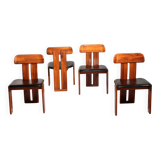 Mario Marenco Walnut Sapporo Dining Chairs for Mobilgirgi, 1970s