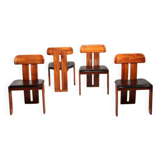 Mario Marenco Walnut Sapporo Dining Chairs for Mobilgirgi, 1970s