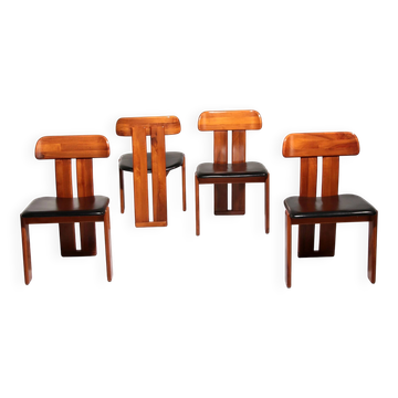 Mario Marenco Walnut Sapporo Dining Chairs for Mobilgirgi, 1970s