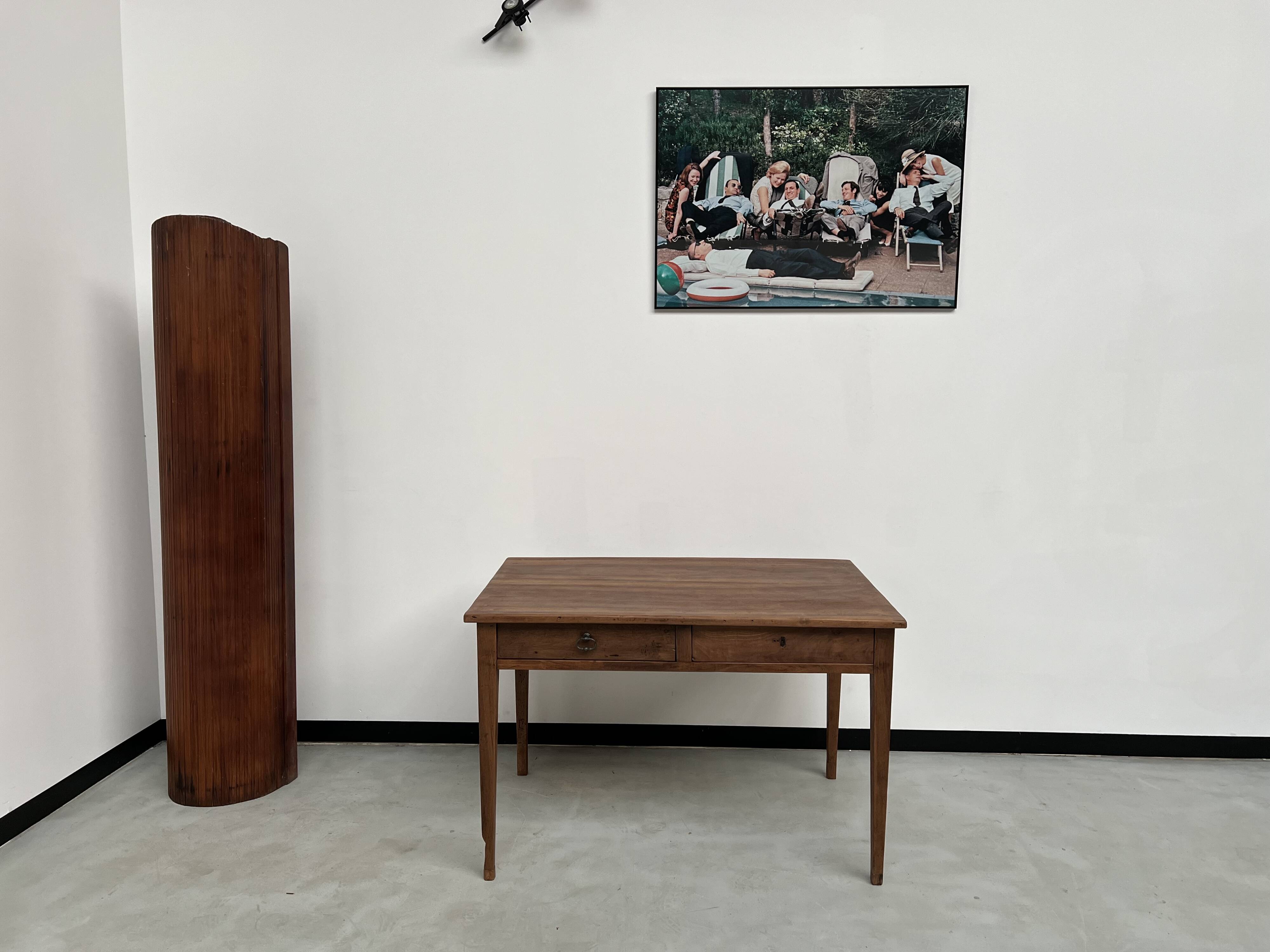 1900 solid walnut desk with two drawers