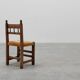 19th Century Spanish Hand-Carved oak Side Chair with Velour Seat