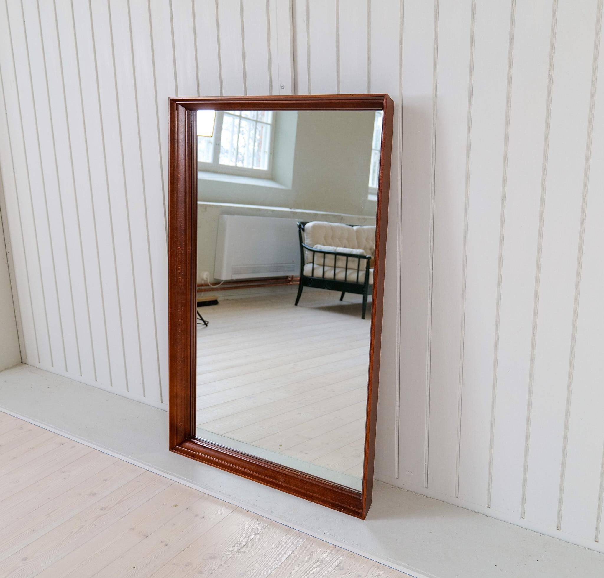 Mid-century modern walnut mirror, Sweden, 1960s