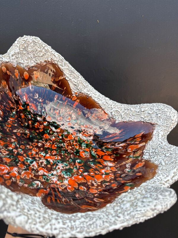Grande coupe céramique lave Vallauris années 70