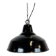 Industrial black enamel factory lamp with iron top, 1960s