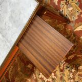 Table basse de style Louis XVI en merisier en marbre de Carrare