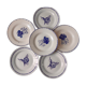 Set of 6 mismatched blue flat plates Digoin Sarreguemines and Saint-Amand