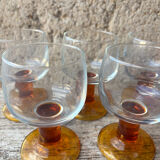 Luminarc footed glasses from the 1970s in orange.