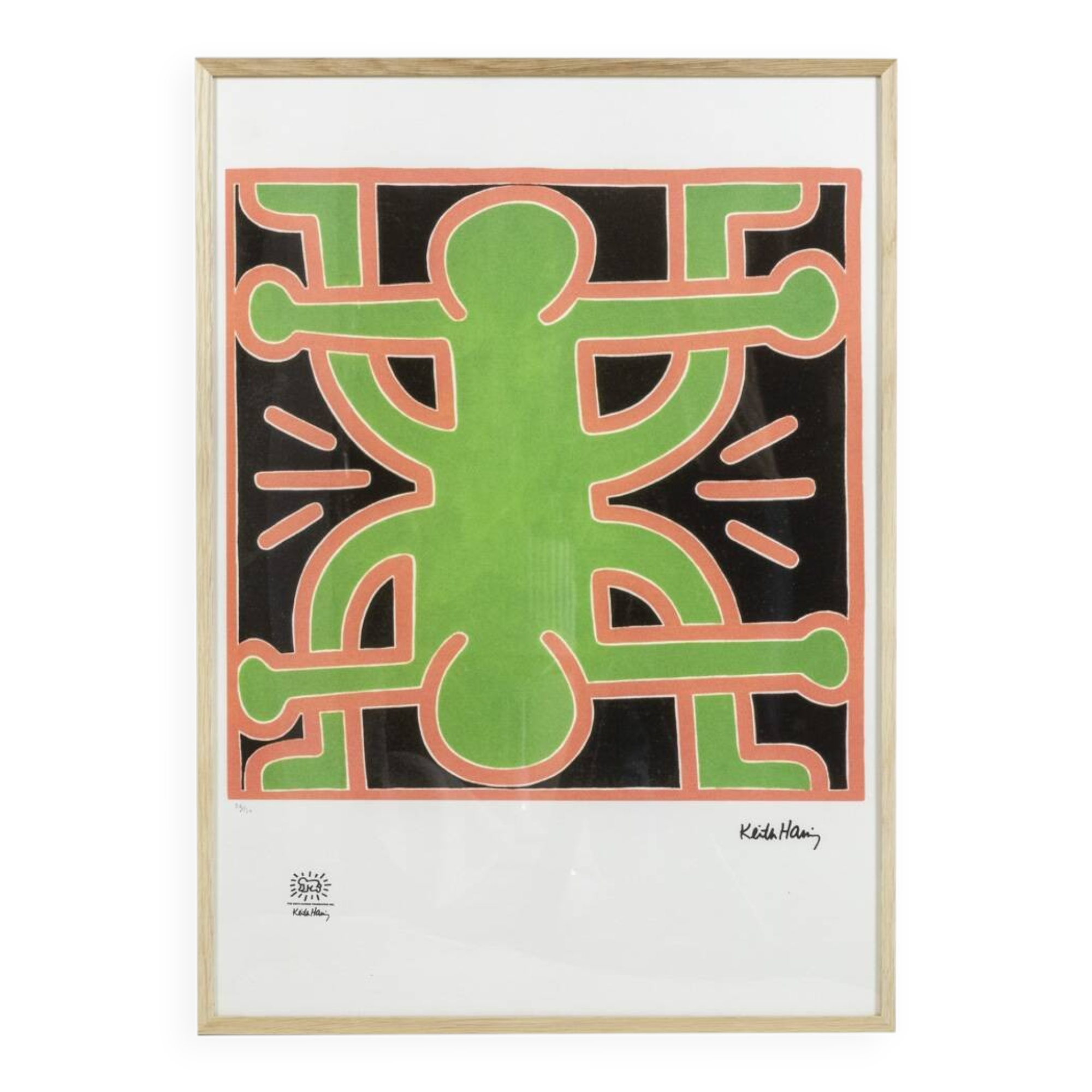 Keith Haring. Sérigraphie en couleurs numérotée. Années 1990.