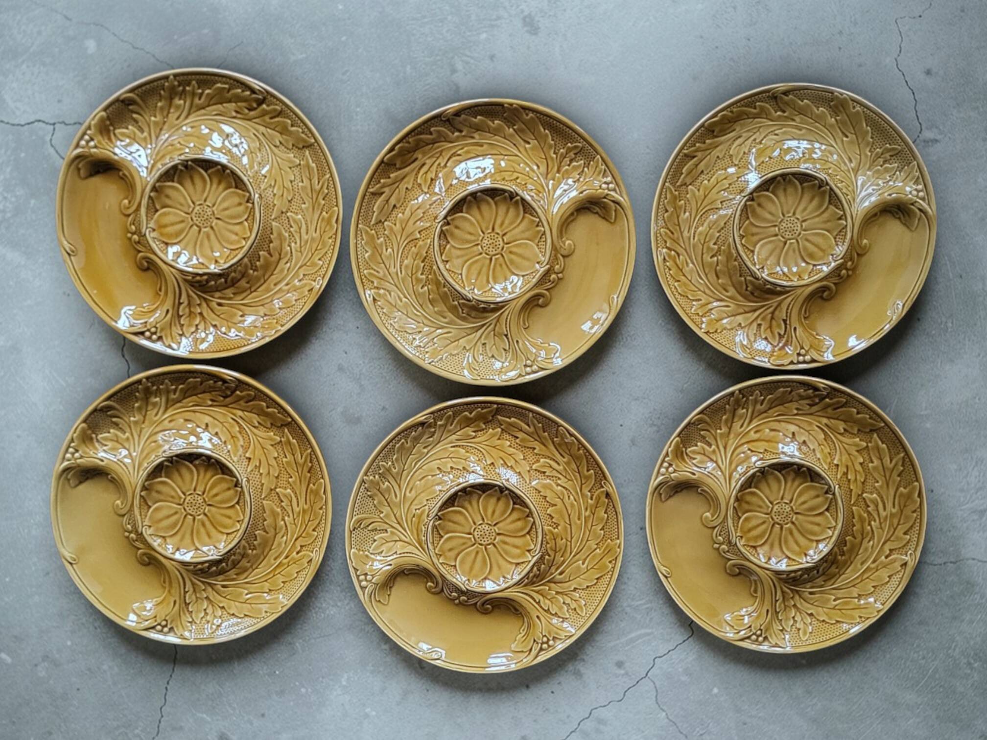 6 artichoke plates Barbotine Gien