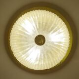 Large vintage ceiling lamp, glass and brass 60s