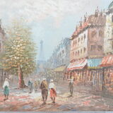 Huile sur toile vue de Paris Caroline Burnett