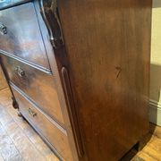 Chest of drawers 3 drawers in walnut top marble style Louis philippe