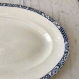 Oval dish in terre de fer bleu xixth