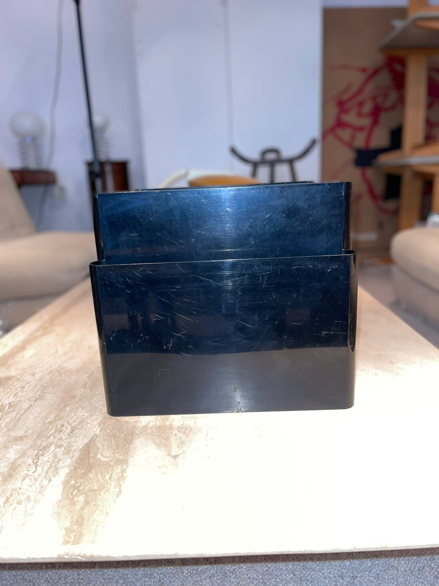 Black magazine holder "Kartell" by Giotto Stoppino, Italy 1970