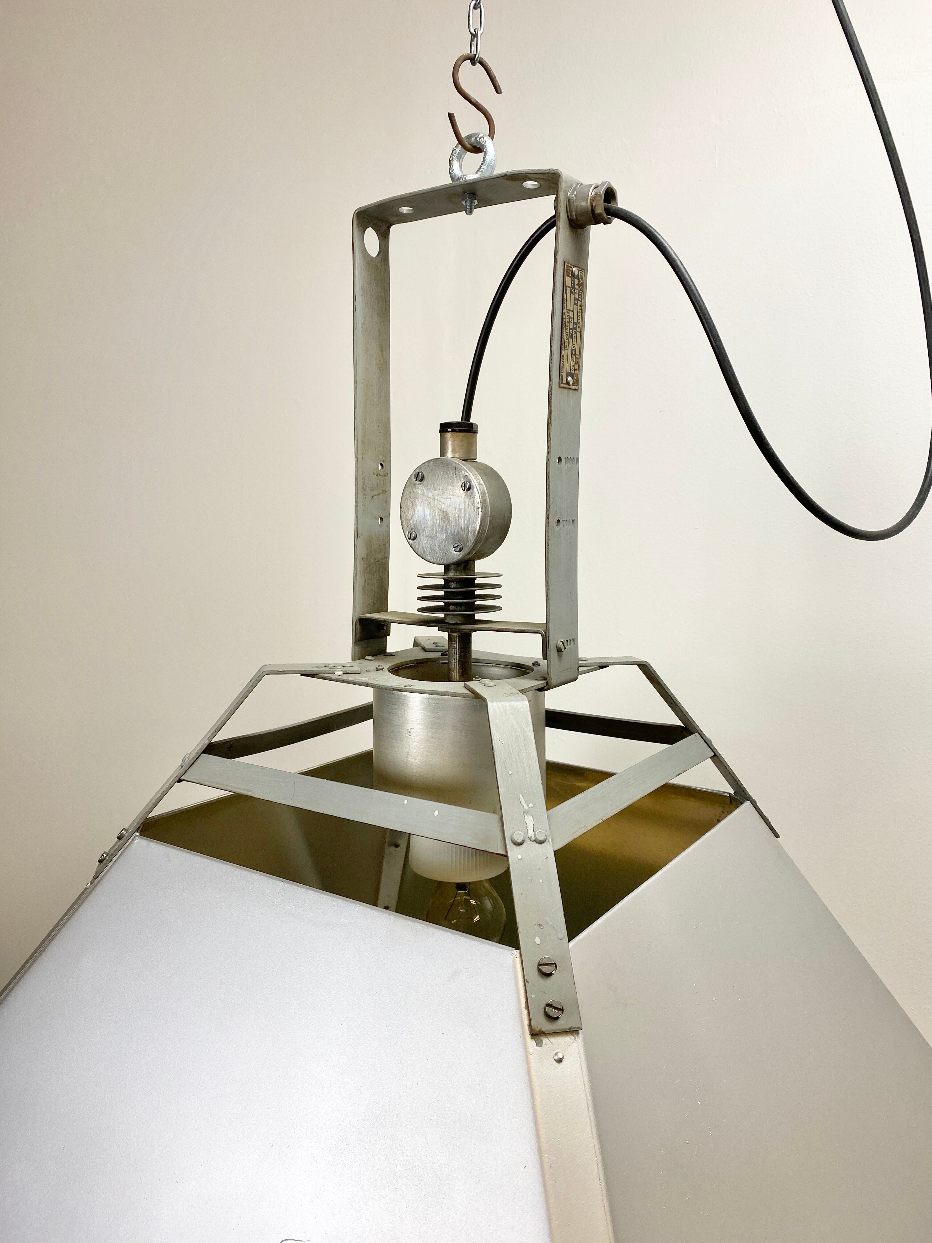 Silver industrial ceiling lamp, 1970s