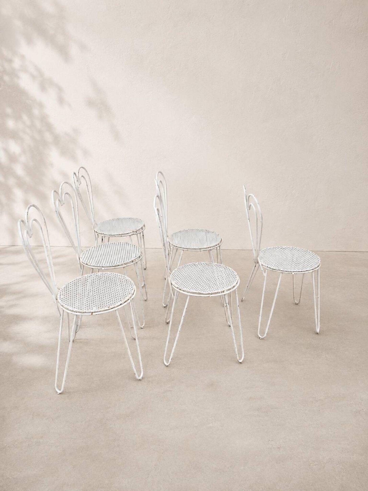 Garden chair "Cœur" attributed to Mathieu Matégot, perforated metal, years