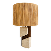 Lampe Albert Tormos pierre et bois 60-70