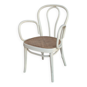 Vintage Thonet Style Dining Chair: White Beech Bentwood Cane Seat