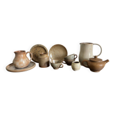 Ensemble de céramiques artisanales françaises en grès – Années 60
