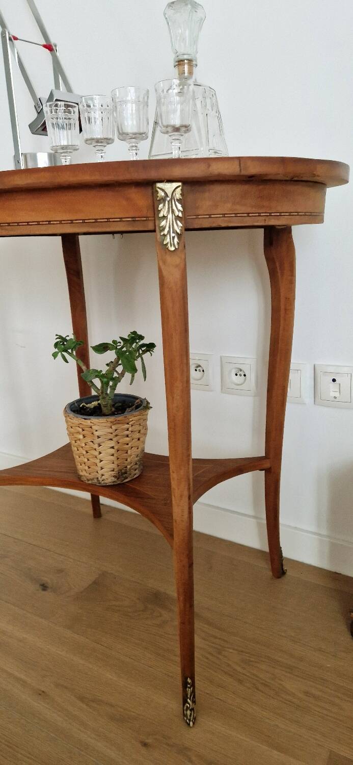 Mid-20th century marquetry pedestal table
