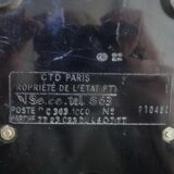 Grey vintage rotary dial phone with earpiece