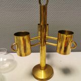 Bougeoir en laiton avec abat-jour en verre translucide fabriqué par Norway Candle Design années 1960