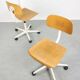Vintage White & Wooden Swivel Office Chair, 70s