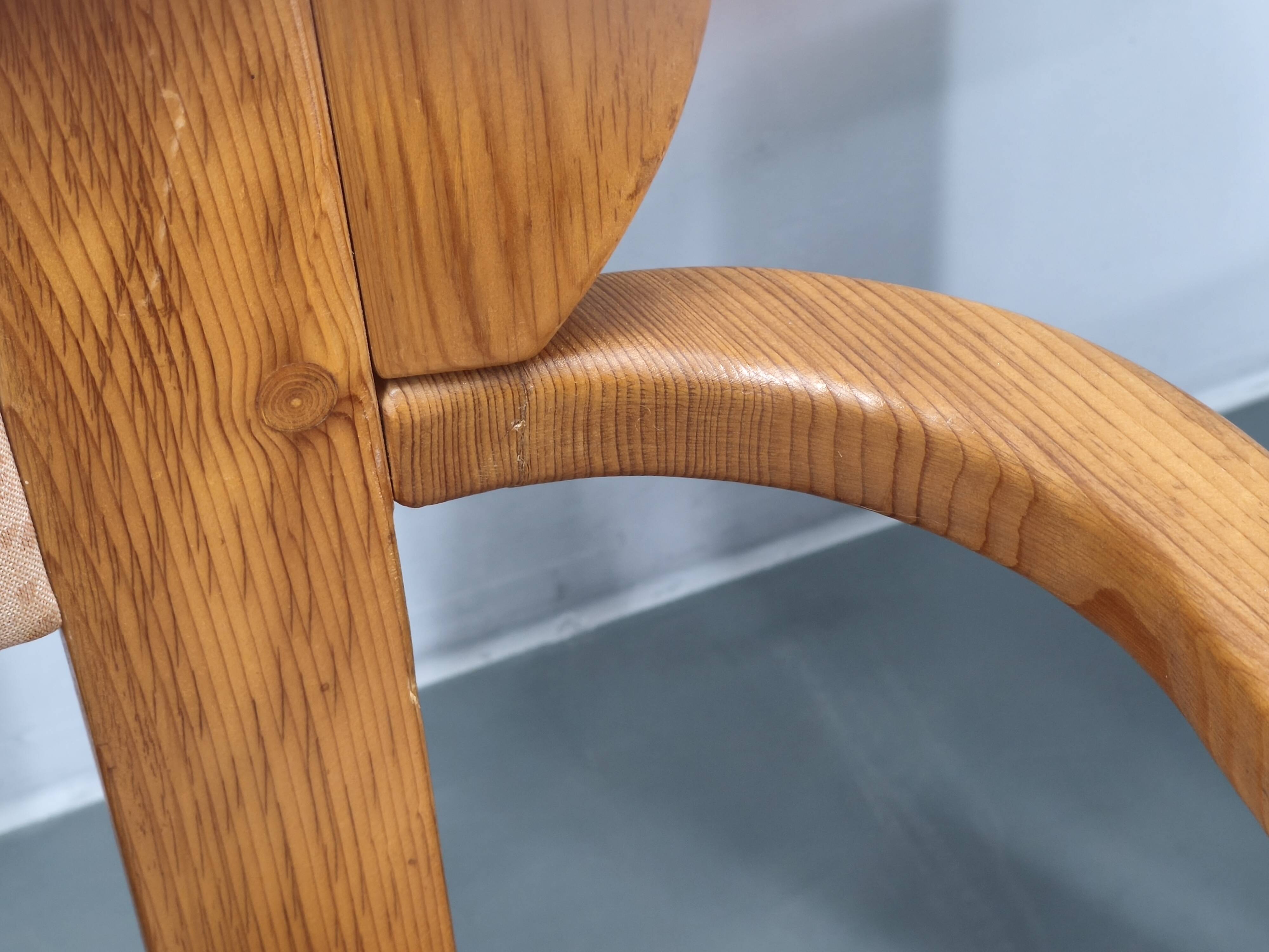 Set of 8 Czech Postmodern Pine Dining Armchairs, 1970s