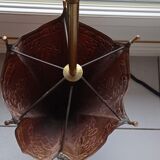 Old copper umbrella holder vintage handle dog head