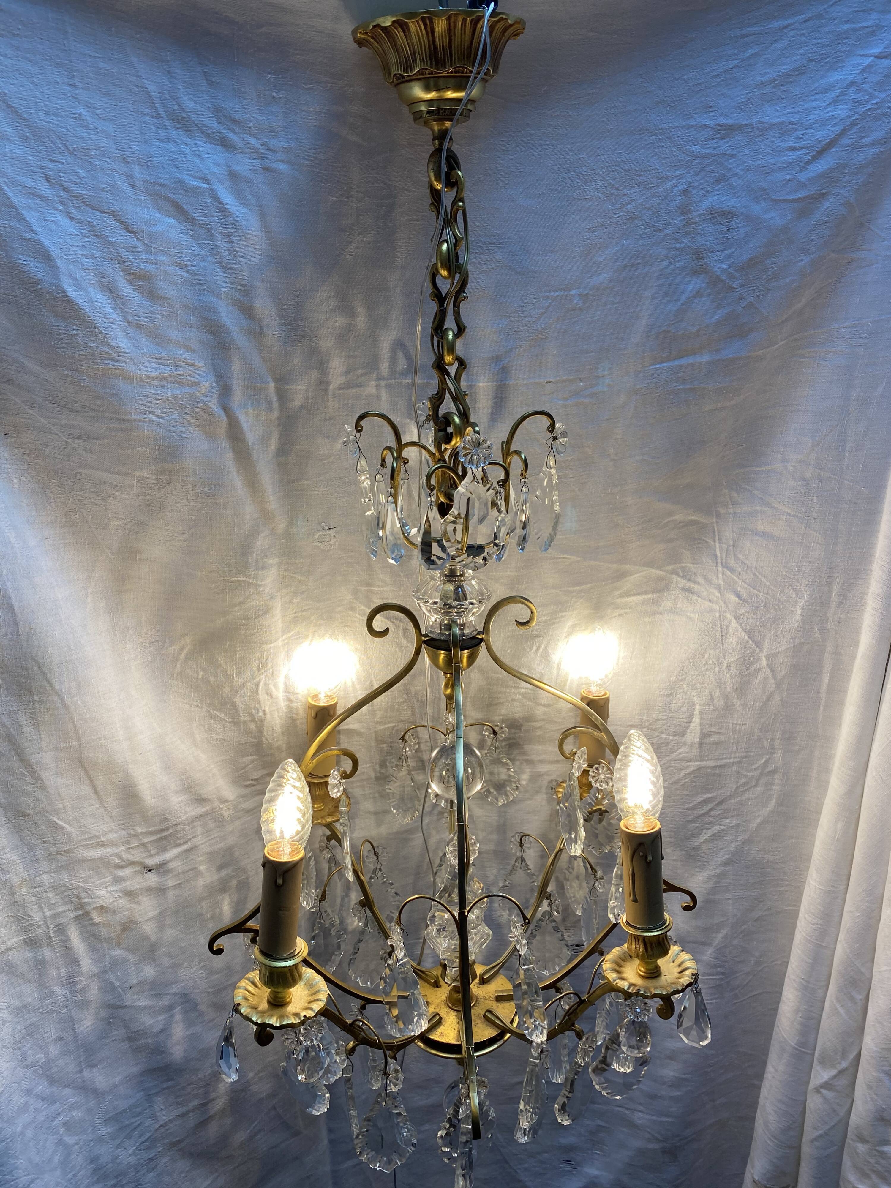 Bronze chandelier mid-twentieth century.