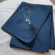 Long linen cotton tablecloth dyed in indigo