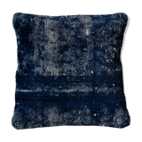 Housse de coussin en laine bleue faite à la main