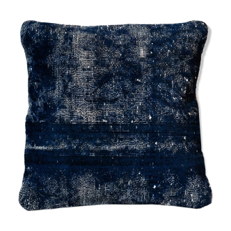 Housse de coussin en laine bleue faite à la main