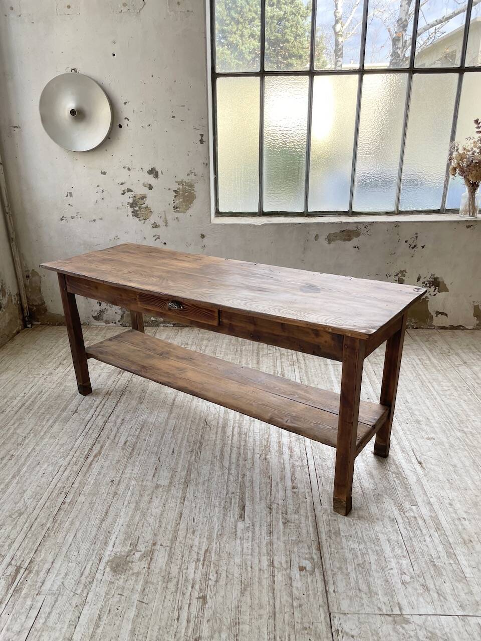 Drapery console table in pine
