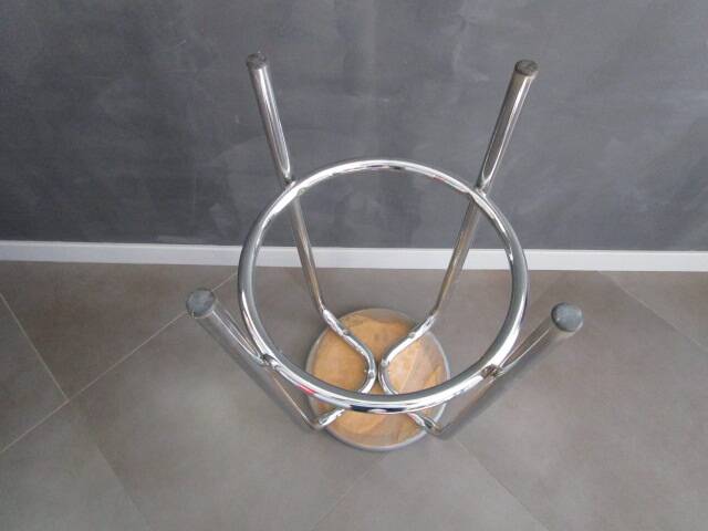 Vintage bar stool - chrome metal and wood