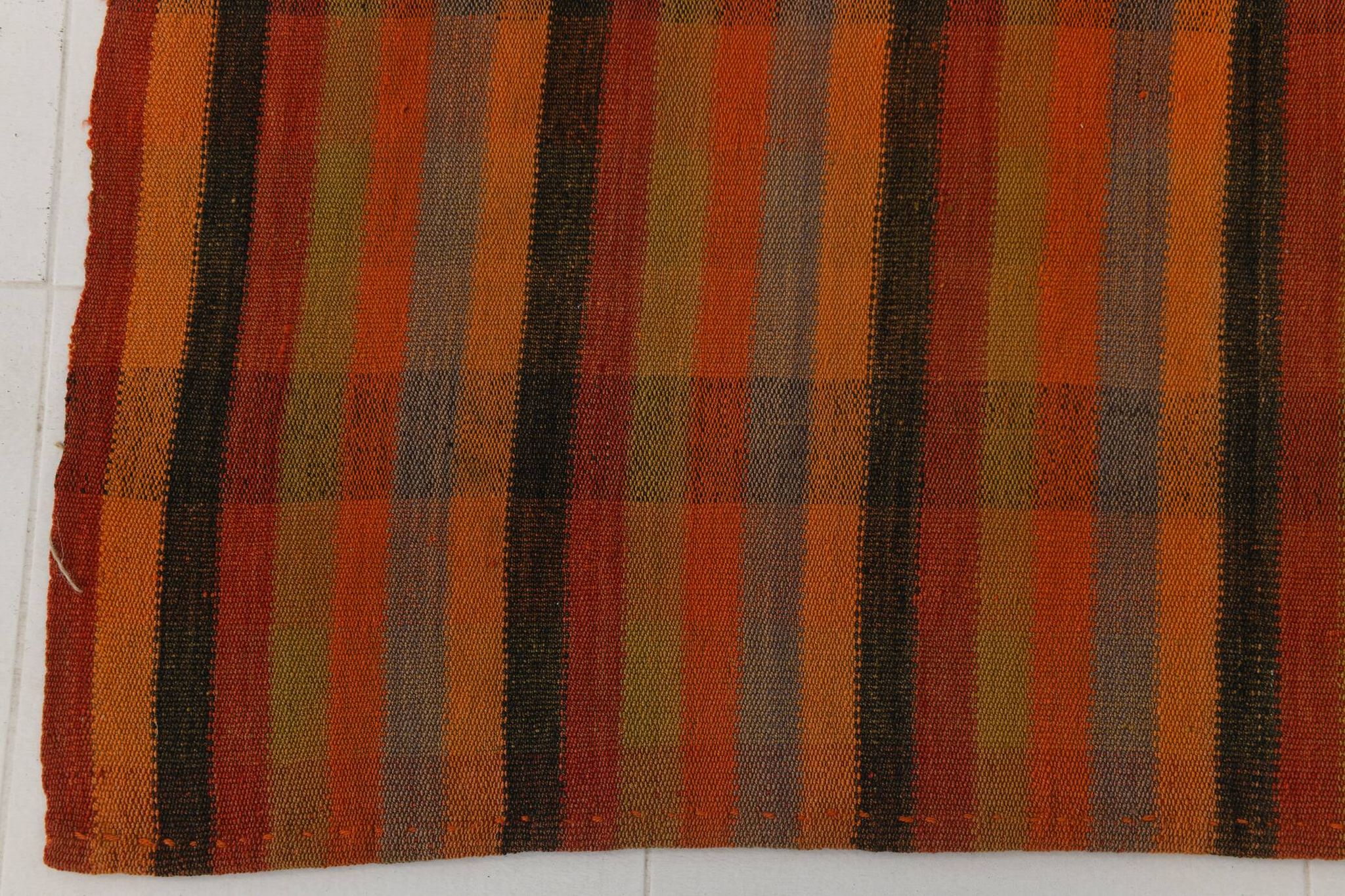 7x8 Burnt Red Area Kilim Rug, 200x240Cm Anatolian Kilim Rug