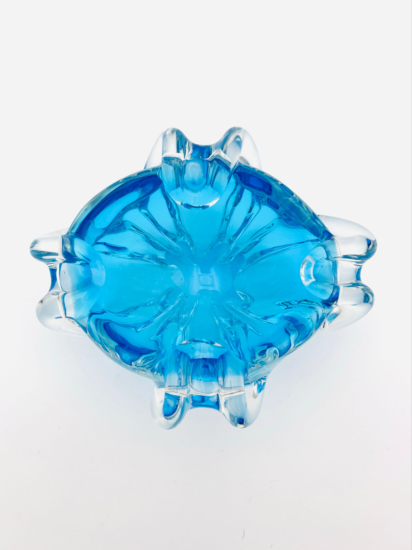 Bohémia Crystal Ashtray Josef Hospodka Blue Vintage 1960