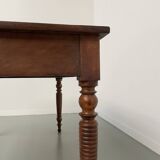 Walnut and pine drapery farmhouse table