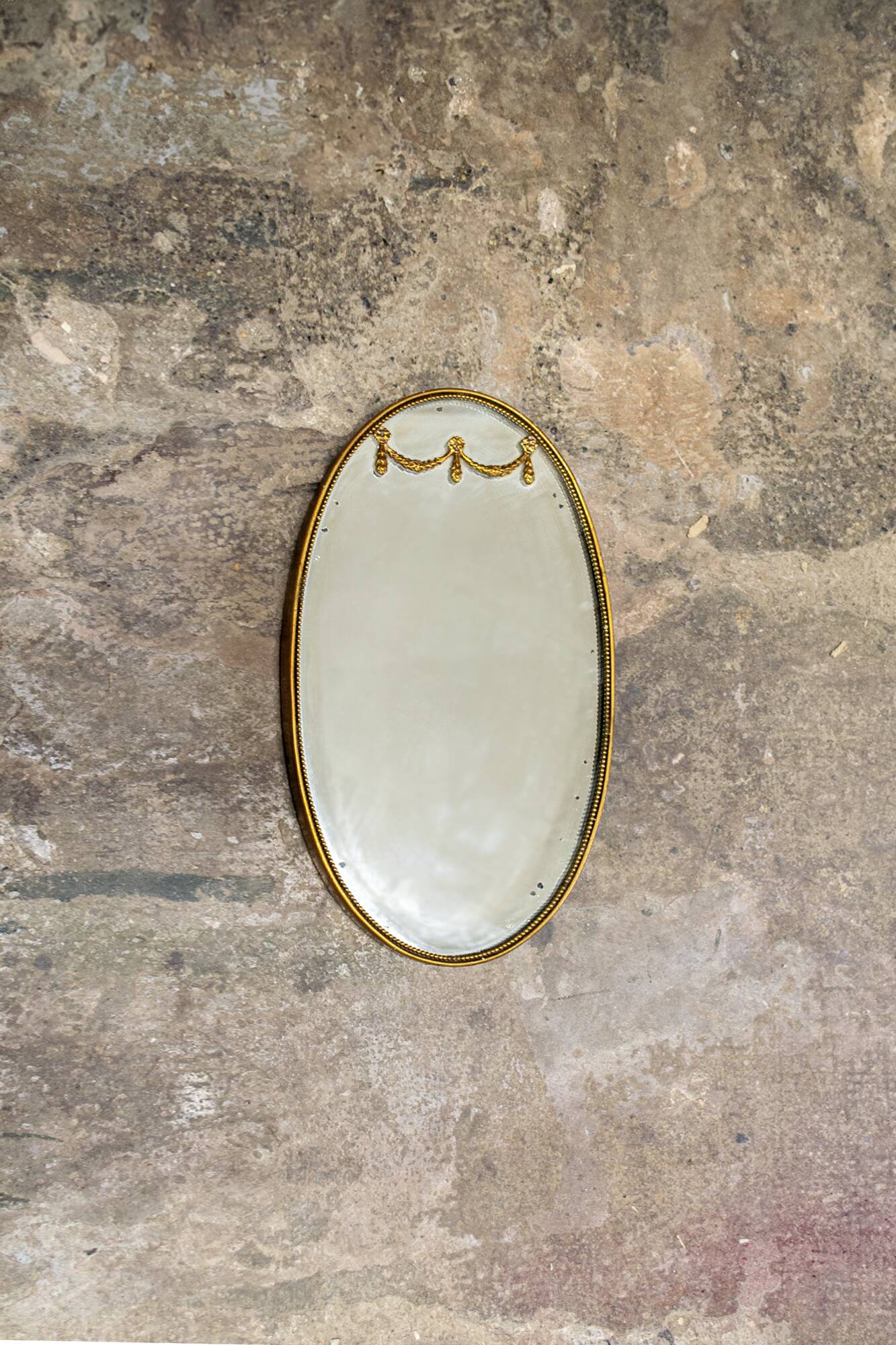 Specchio con cornice in ottone  Italia Anni '50