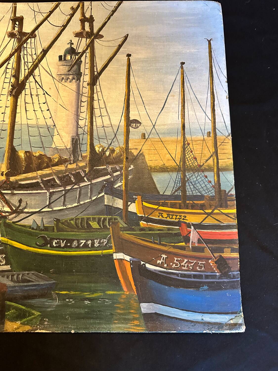 Fishing boats - painting on canvas board