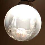 Chrome Ceiling Lamp, Murano Blown Glass, Italy, 1960s