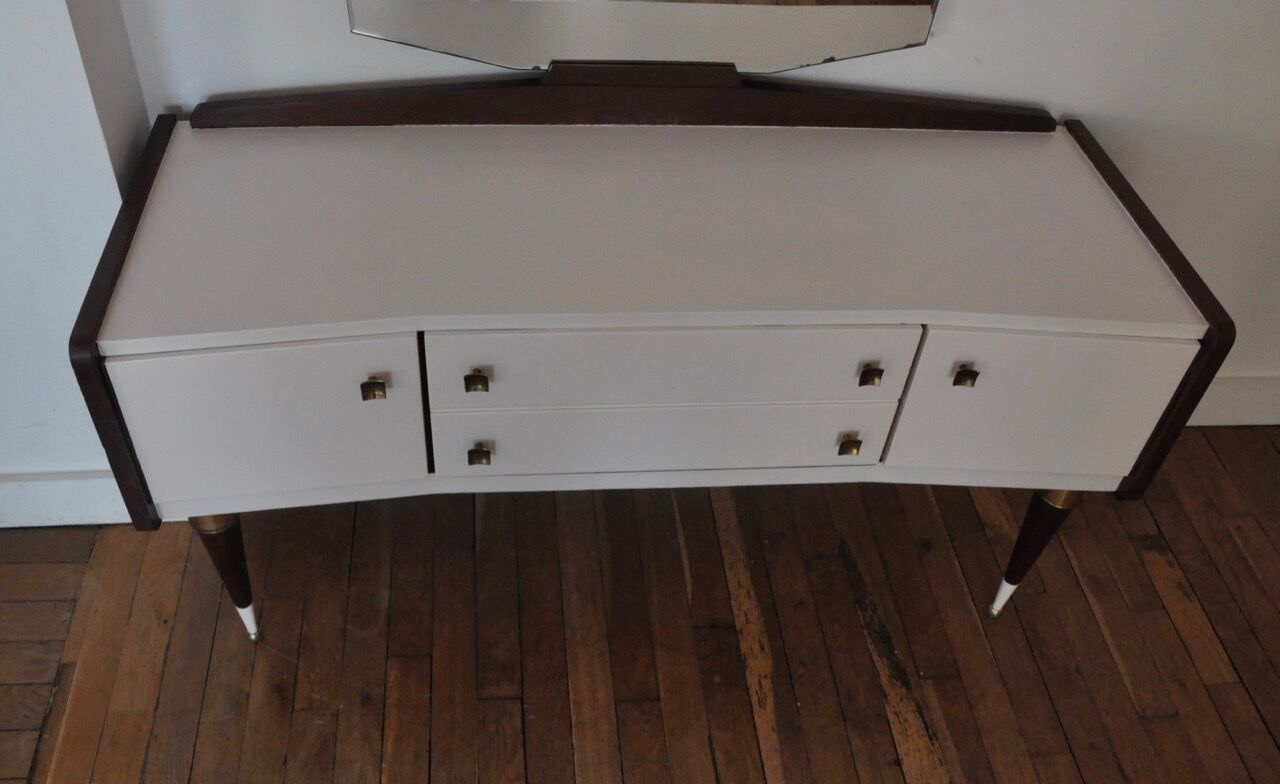Vintage dressing table  nude and wood