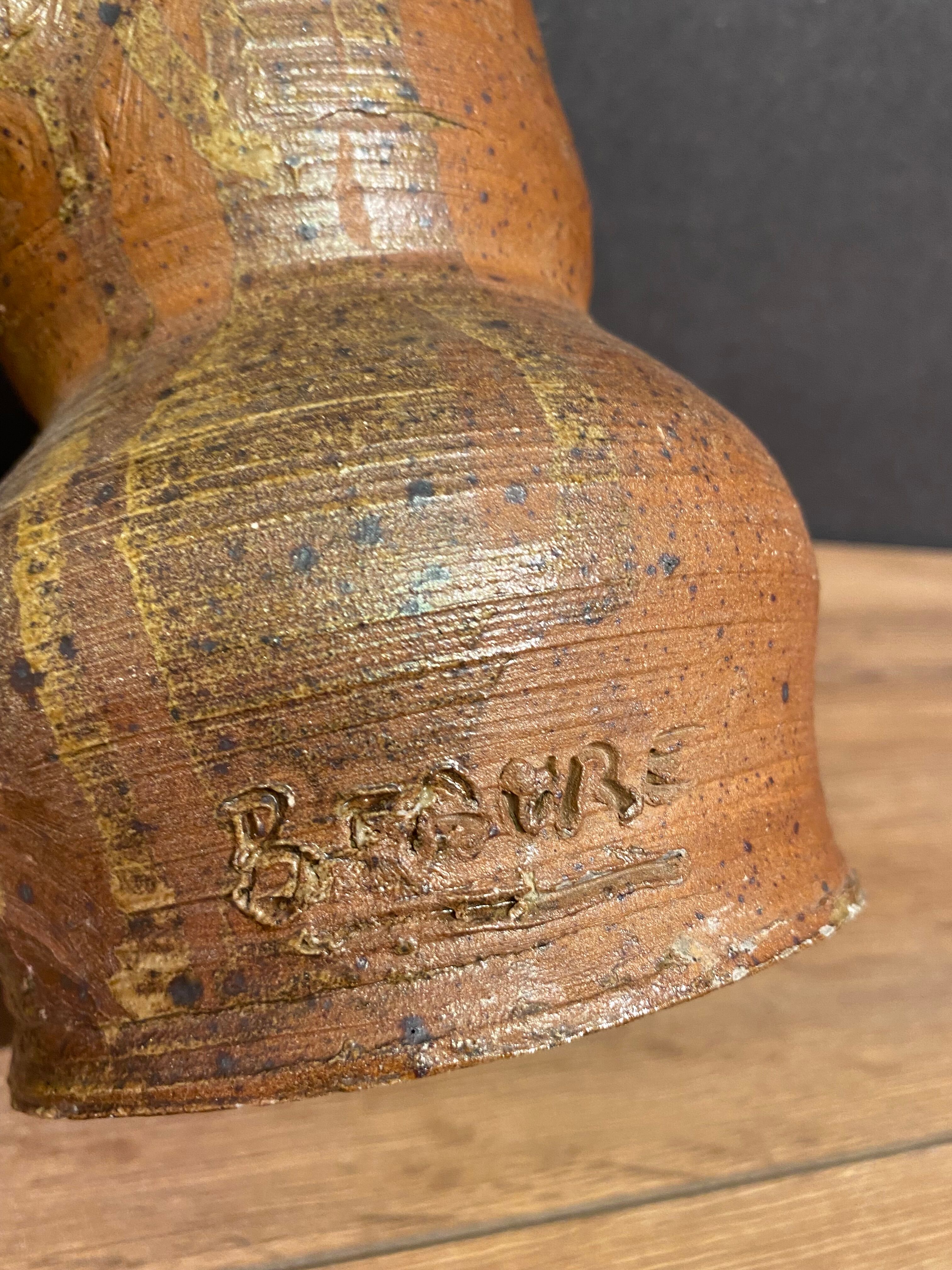 Pitcher in stoneware of the Borne signed B. Fabre