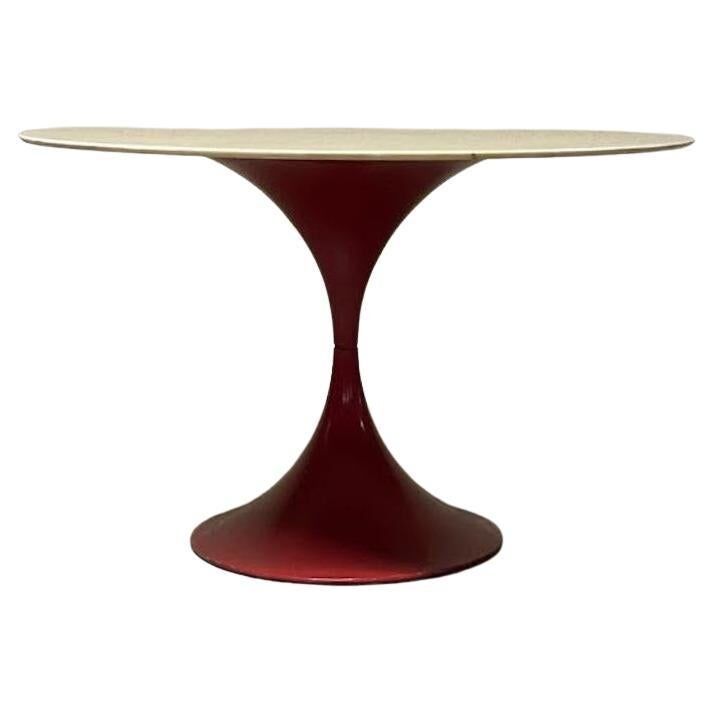 Table à manger en forme de sablier avec base en métal et plateau en marbre, 1960-70