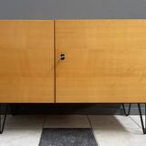 Blond wood low cabinet 1970s