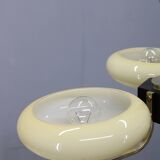 Art Deco brass and wood chandelier with champagne glass, Czechoslovakia 1930s